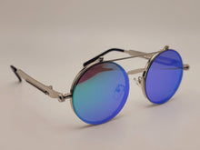 Load image into Gallery viewer, Steampunk Goggles Glasses Round Sunglasses Emo Retro Vintage Blue Pinkish