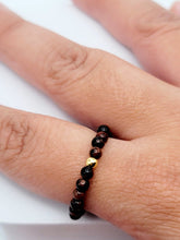 Load image into Gallery viewer, Midi Rings With Garnet Crystals. 1 Golden bead Stretch Ring