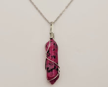 Load image into Gallery viewer, Pink Dalmatian Wire Wrapped Point Necklace Perfect gift for her / Him