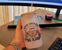 Load image into Gallery viewer, Have Courage & Be Kind Butterfly Beer Can Glass | Boho Butterfly Coffee Glass 16 oz