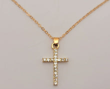 Load image into Gallery viewer, Dainty Necklace - Cross Necklace Handmade Gold Tone necklace & silver tone