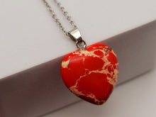 Load image into Gallery viewer, Natural Handmade Crystal Necklace Silver Tone Heart Turquoise Healing Crystal