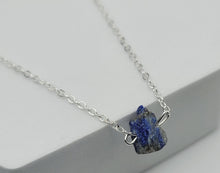 Load image into Gallery viewer, Silver tone Lapis Lazuli Small Raw Crystal Necklace - Minimalist Gifts, Summer Jewelry