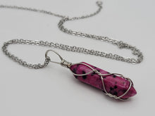 Load image into Gallery viewer, Pink Dalmatian Wire Wrapped Point Necklace Perfect gift for her / Him