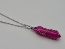 Load image into Gallery viewer, Natural Handmade Crystal Necklace Silver Tone Agate, Pink Agate,