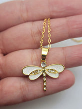 Load image into Gallery viewer, Dragonfly Pendant Necklace - Trendy Dragonfly necklace Gold tone