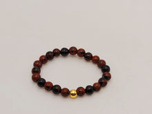 Load image into Gallery viewer, Midi Rings With Garnet Crystals. 1 Golden bead Stretch Ring