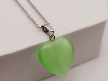 Load image into Gallery viewer, Natural Heart Shaped Cat Eye Handmade Pendant Necklace Chain