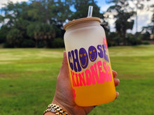 Load image into Gallery viewer, Choose Kindness Beer Can Glass | Boho Coffee Glass | Aesthetic Coffee Glass