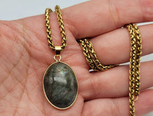 Load image into Gallery viewer, Trendy Labradorite Heart Choker Necklace Gold tone Gorgeous Choker