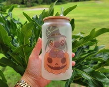 Load image into Gallery viewer, Spooky Glow in dark UV Activated Glow Beer Can Glass |Aesthetic Coffee Glass| 16 oz Halloween Coffee