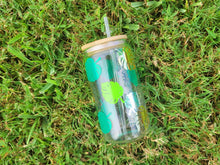 Load image into Gallery viewer, Monstera leaf beer can glass, iced coffee glass, Beer glass, libbey glass, 16 OZ