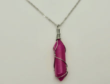 Load image into Gallery viewer, Natural Handmade Crystal Necklace Silver Tone Agate, Pink Agate,