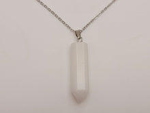 Load image into Gallery viewer, Elegant Milky Quartz Point Necklace - 18 Inches Silver Tone
