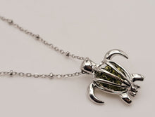 Load image into Gallery viewer, 100% Genuine Natural Moldavite Turtle Locker Necklace Silver Tone