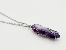 Load image into Gallery viewer, Elegant Silver-Tone Purple Agate Point Necklace - Perfect Gift for her For him