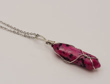 Load image into Gallery viewer, Pink Dalmatian Wire Wrapped Point Necklace Perfect gift for her / Him