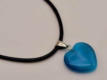 Load image into Gallery viewer, Natural Heart Shaped Pink Cat Eye Handmade Pendant Necklace Blue Cat Eye