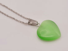 Load image into Gallery viewer, Natural Heart Shaped Cat Eye Handmade Pendant Necklace Chain