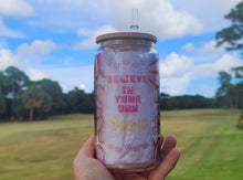 Load image into Gallery viewer, Daisy Cup Iced Coffee Cup Glass - Retro Flower Glass Jar - Believe