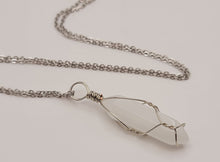 Load image into Gallery viewer, Natural Handmade Crystal Necklace Wire wrapped point necklace White Quartz