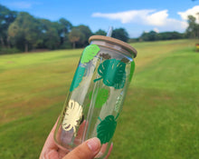 Load image into Gallery viewer, Monstera leaf beer can glass, iced coffee glass, Beer glass, libbey glass, 16 OZ