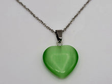 Load image into Gallery viewer, Natural Heart Shaped Cat Eye Handmade Pendant Necklace Chain