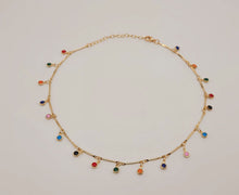 Load image into Gallery viewer, Colorful Necklace - Trendy Choker necklace Gold tone - Gift for her Minimalist