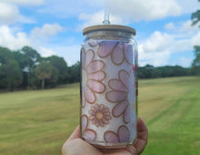 Load image into Gallery viewer, Daisy Cup Iced Coffee Cup Glass - Retro Flower Glass Jar - Believe