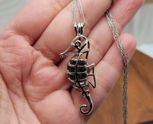 Load image into Gallery viewer, 100% Genuine Natural Moldavite Sea Horse Locker Necklace Silver Tone