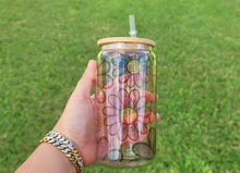 Load image into Gallery viewer, Daisy Cup Iced Coffee Cup Glass - Retro Flower Glass Jar - Believe