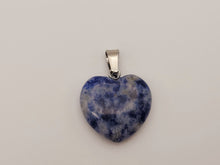 Load image into Gallery viewer, Heart Shaped Blue Soladite Handmade Necklace Hexagon Chain Silver Tone