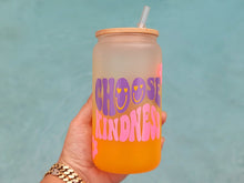 Load image into Gallery viewer, Choose Kindness Beer Can Glass | Boho Coffee Glass | Aesthetic Coffee Glass