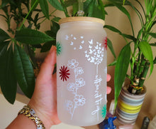 Load image into Gallery viewer, Cute Flower Beer Can Glass |Floral Beer Can Glass |Aesthetic Coffee Glass| 16 oz
