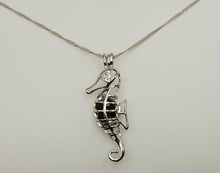 Load image into Gallery viewer, 100% Genuine Natural Moldavite Sea Horse Locker Necklace Silver Tone