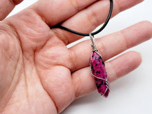 Load image into Gallery viewer, Pink Dalmatian Wire Wrapped Point Necklace Perfect gift for her / Him