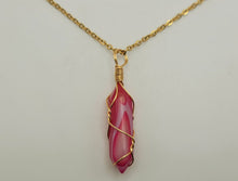 Load image into Gallery viewer, Natural Handmade Crystal Necklace Silver Tone Agate, Pink Agate,