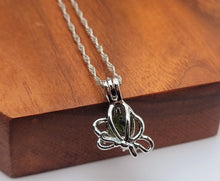 Load image into Gallery viewer, 100% Genuine Natural Moldavite Flower Locker Necklace Silver Tone