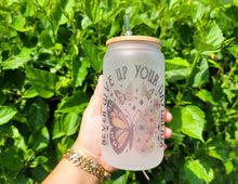 Load image into Gallery viewer, Never Give Up Your Day Dream Beer Can Glass | Boho Butterfly Coffee Glass