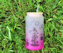 Load image into Gallery viewer, Mushroom Beer Can Glass | Boho Mushroom Coffee Glass | Aesthetic Coffee Glass