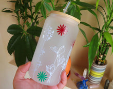 Load image into Gallery viewer, Cute Flower Beer Can Glass |Floral Beer Can Glass |Aesthetic Coffee Glass| 16 oz