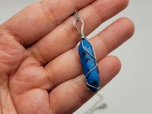 Load image into Gallery viewer, Blue Dalmation Jasper Handmade Point Necklace Silver Tone