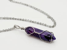 Load image into Gallery viewer, Elegant Silver-Tone Purple Agate Point Necklace - Perfect Gift for her For him