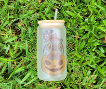 Load image into Gallery viewer, Spooky Glow in dark UV Activated Glow Beer Can Glass |Aesthetic Coffee Glass| 16 oz Halloween Coffee