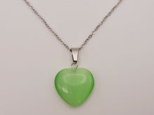 Load image into Gallery viewer, Natural Heart Shaped Cat Eye Handmade Pendant Necklace Chain