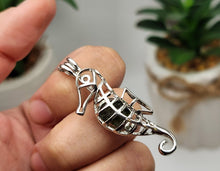 Load image into Gallery viewer, 100% Genuine Natural Moldavite Sea Horse Locker Necklace Silver Tone
