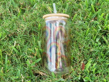 Load image into Gallery viewer, Rainbows & Hearts Cup Iced Coffee Cup Glass - Retro Glass Jar