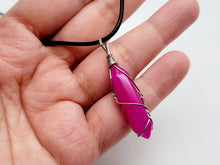 Load image into Gallery viewer, Natural Handmade Crystal Necklace Silver Tone Agate, Pink Agate,
