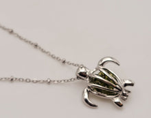 Load image into Gallery viewer, 100% Genuine Natural Moldavite Turtle Locker Necklace Silver Tone