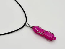Load image into Gallery viewer, Natural Handmade Crystal Necklace Silver Tone Agate, Pink Agate,